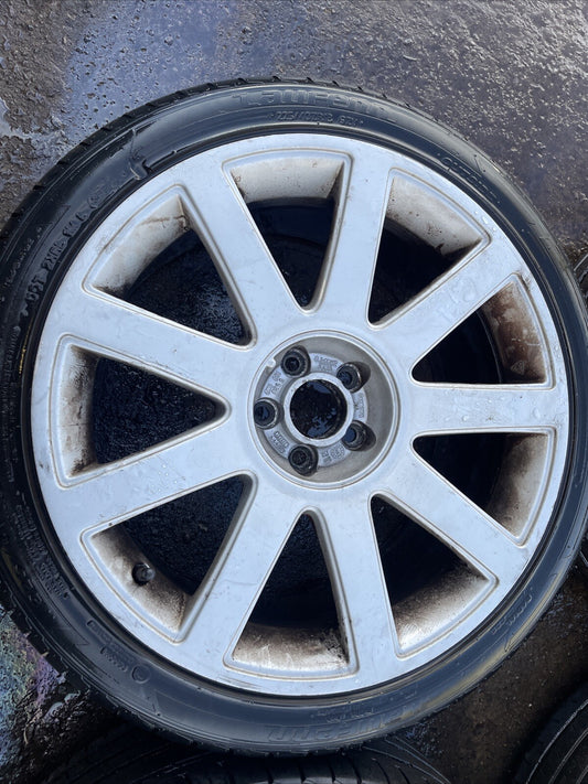 Audi TT Mk1 8N, 18x 8J RS4 9 Spoke Alloy Wheels & Tyres 5x100 Genuine