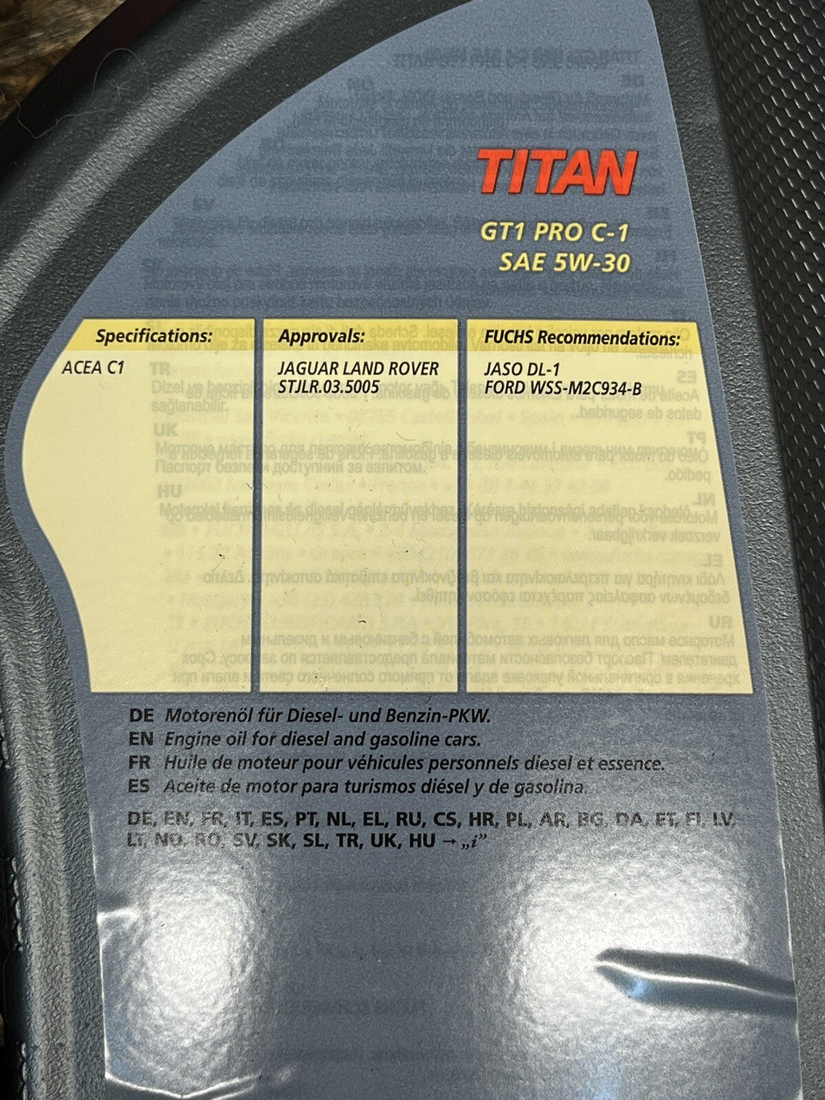 TDV8 4.4 Range Rover Fuchs Titan GT1 Pro C1 SAE 5W30 Engine Motor Oil 10 Litres
