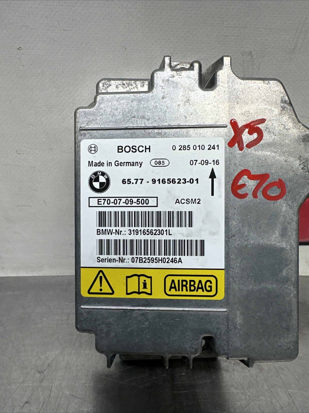 BMW X5 E70 AIR B@G CONTROL MODULE 9165623-01 2007 TO 2010