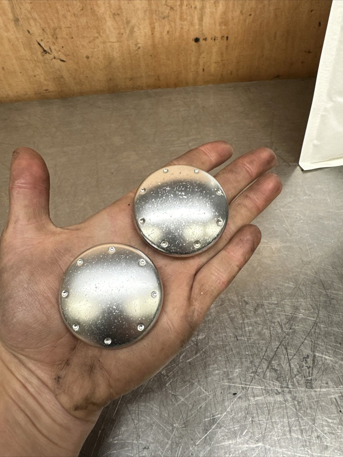 AUDI TT MK1 ALUMINIUM INTERIOR DOOR HANDLE TRIM COVER CAP PAIR Scuffed