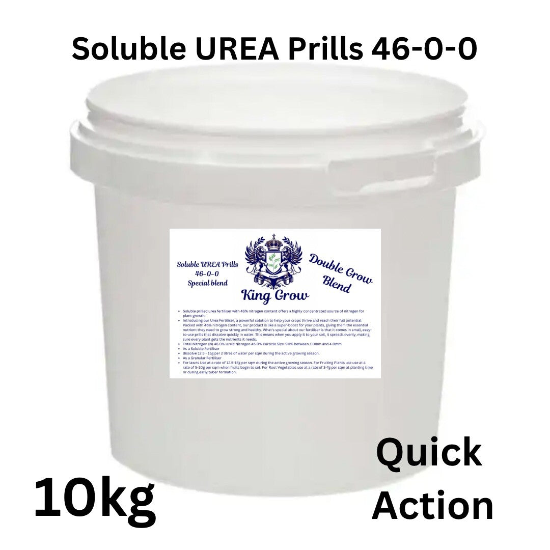 King Grow Urea Soluble Prills/Granular 46% (N) Fertiliser | Quick Release | 10kg