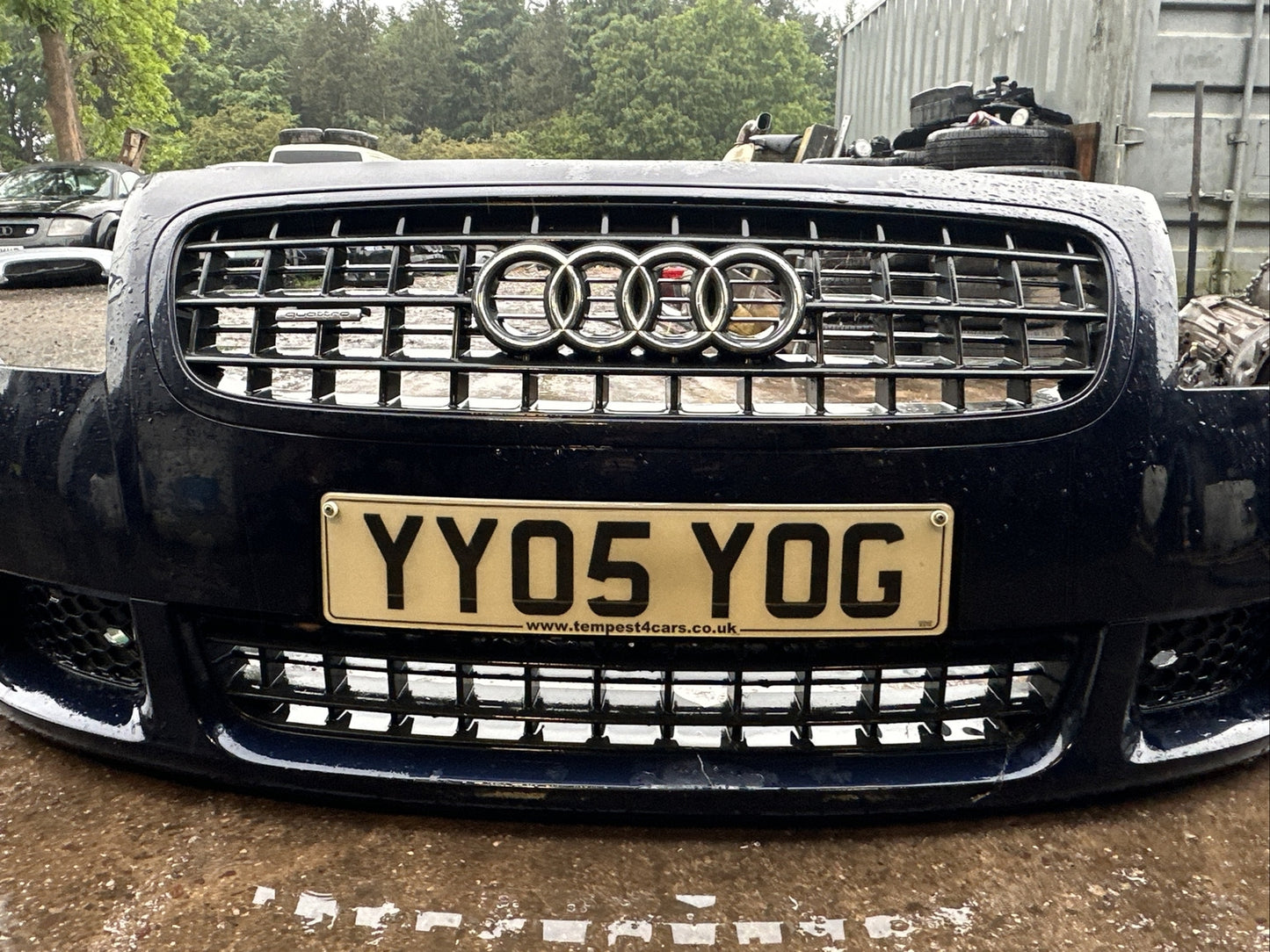 AUDI TT 8n mk1 3.2 V6 COMPLETE FRONT BUMPER + GRILLS WASHER JETS IN MORO BLUE