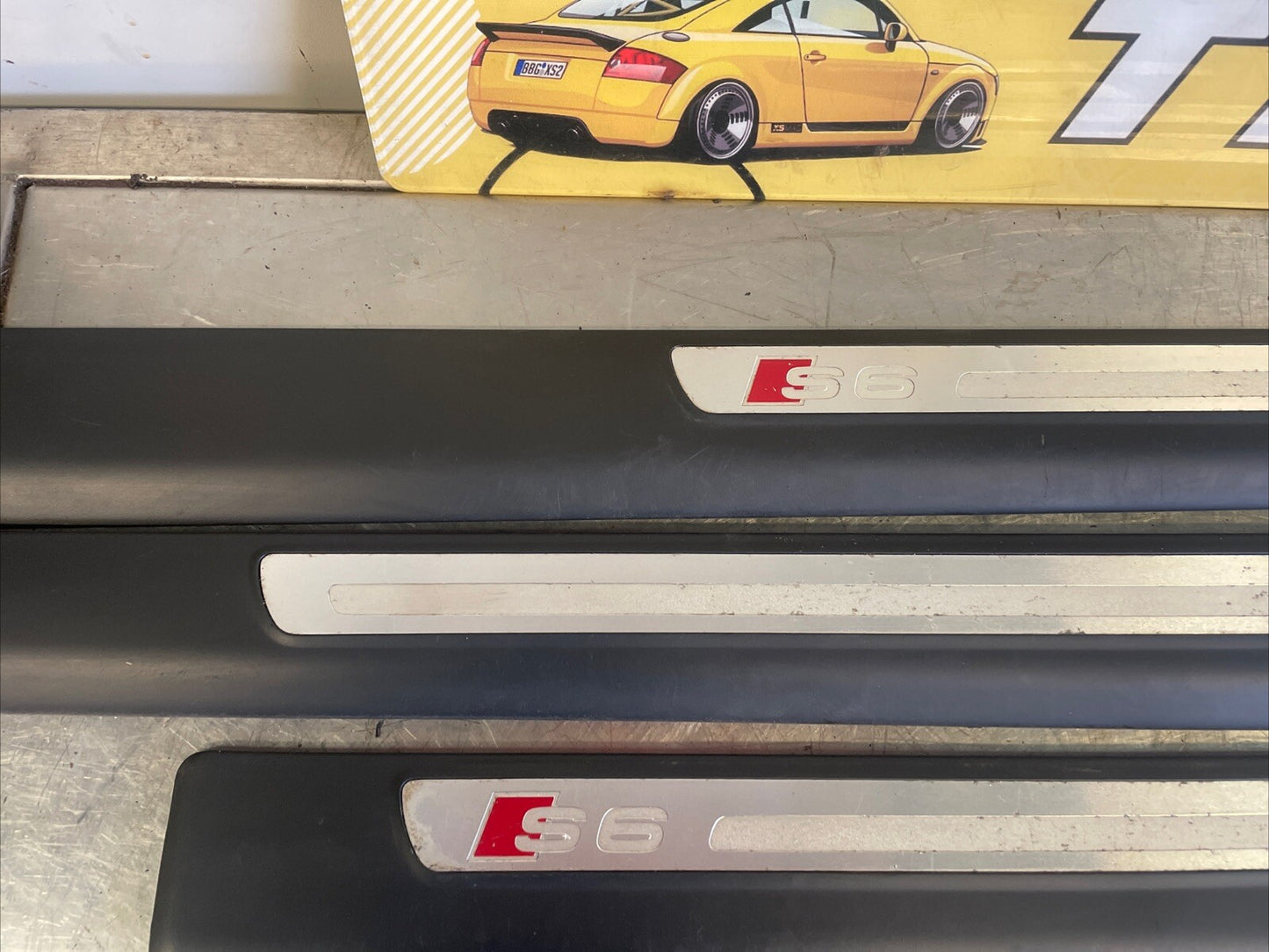 AUDI S6 C6 4F 05-11 OEM Original Chrome Black Lower Door Trim Sills S6-SET