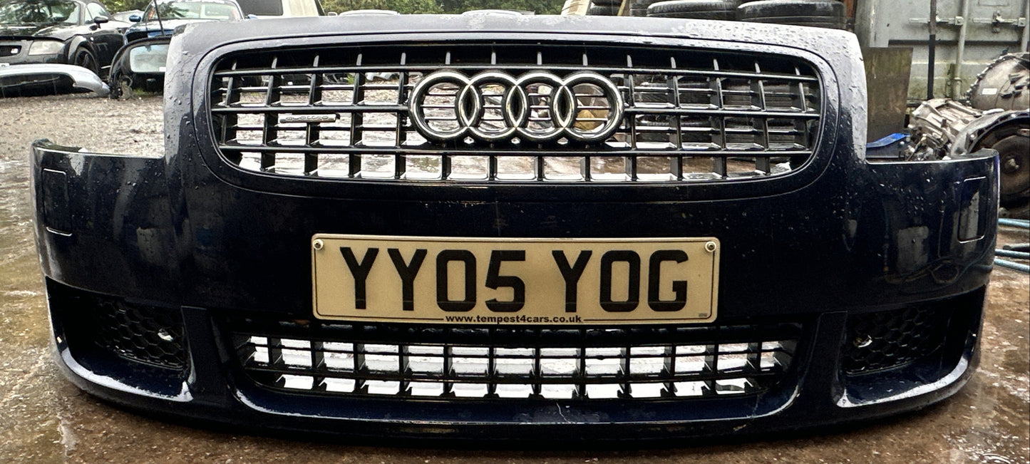 AUDI TT 8n mk1 3.2 V6 COMPLETE FRONT BUMPER + GRILLS WASHER JETS IN MORO BLUE