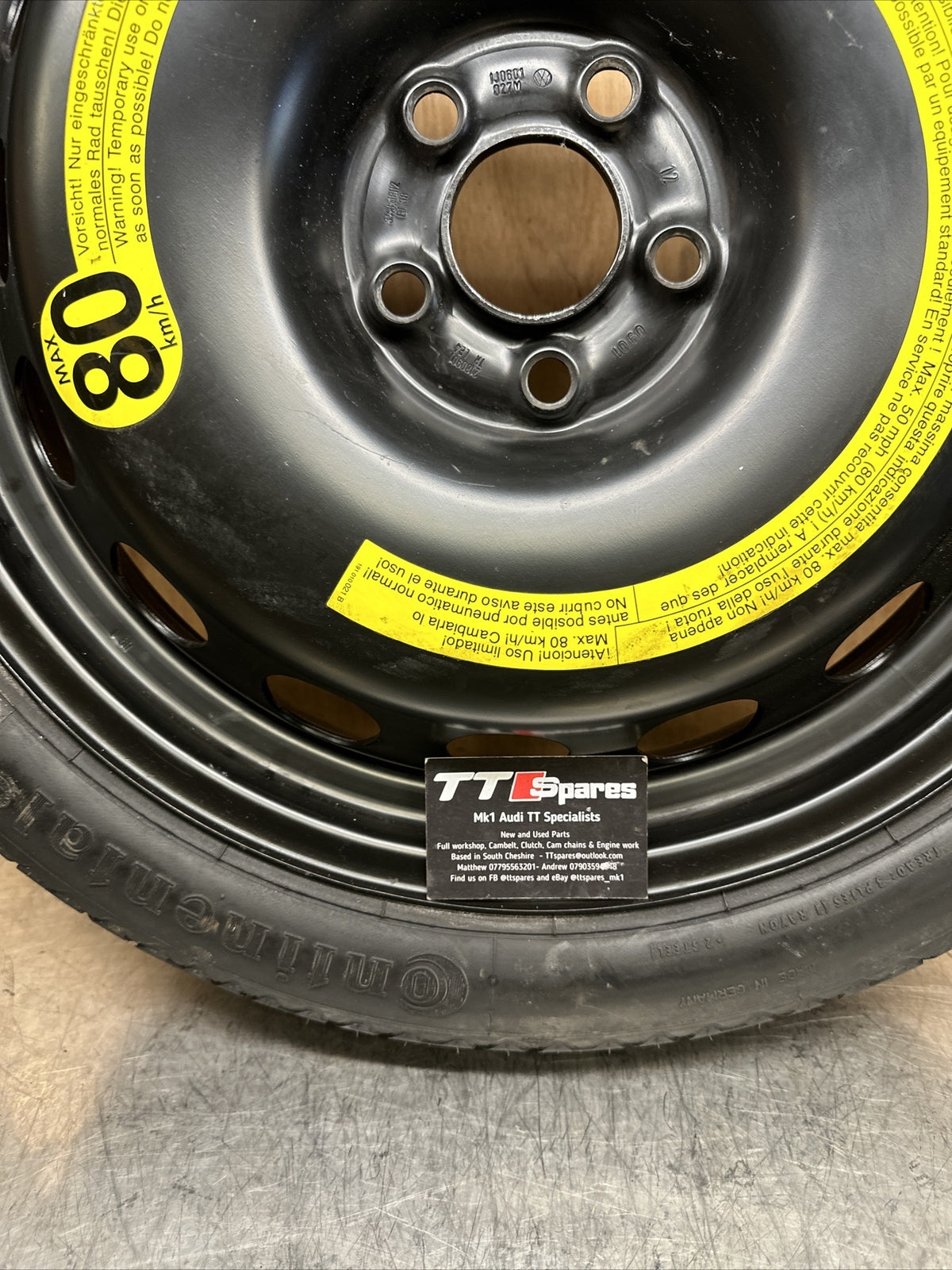 AUDI TT MK1 1.8T QUATTRO 98-06 SPARE WHEEL SPACE SAVER T125/70R18 5x100