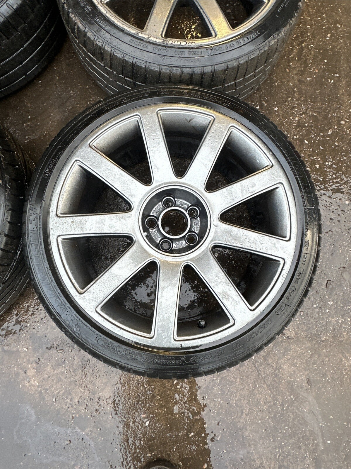 Audi TT Mk1 8N, 18x 8J RS4 9 Spoke Alloy Wheels & Tyres 5x100 Genuine