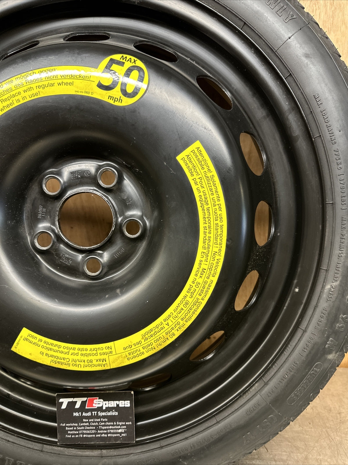 AUDI TT MK1 1.8T QUATTRO 98-06 SPARE WHEEL SPACE SAVER T125/70R18 5x100