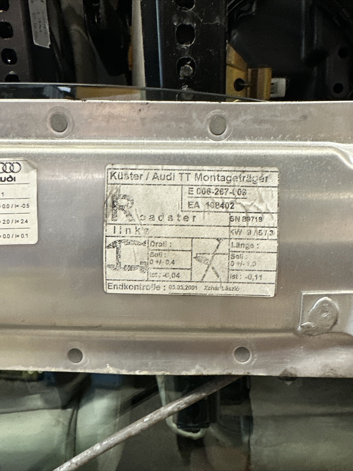 AUDI TT MK1 WINDOW/DOOR MECHANISM PASSENGER ROADSTER Read description