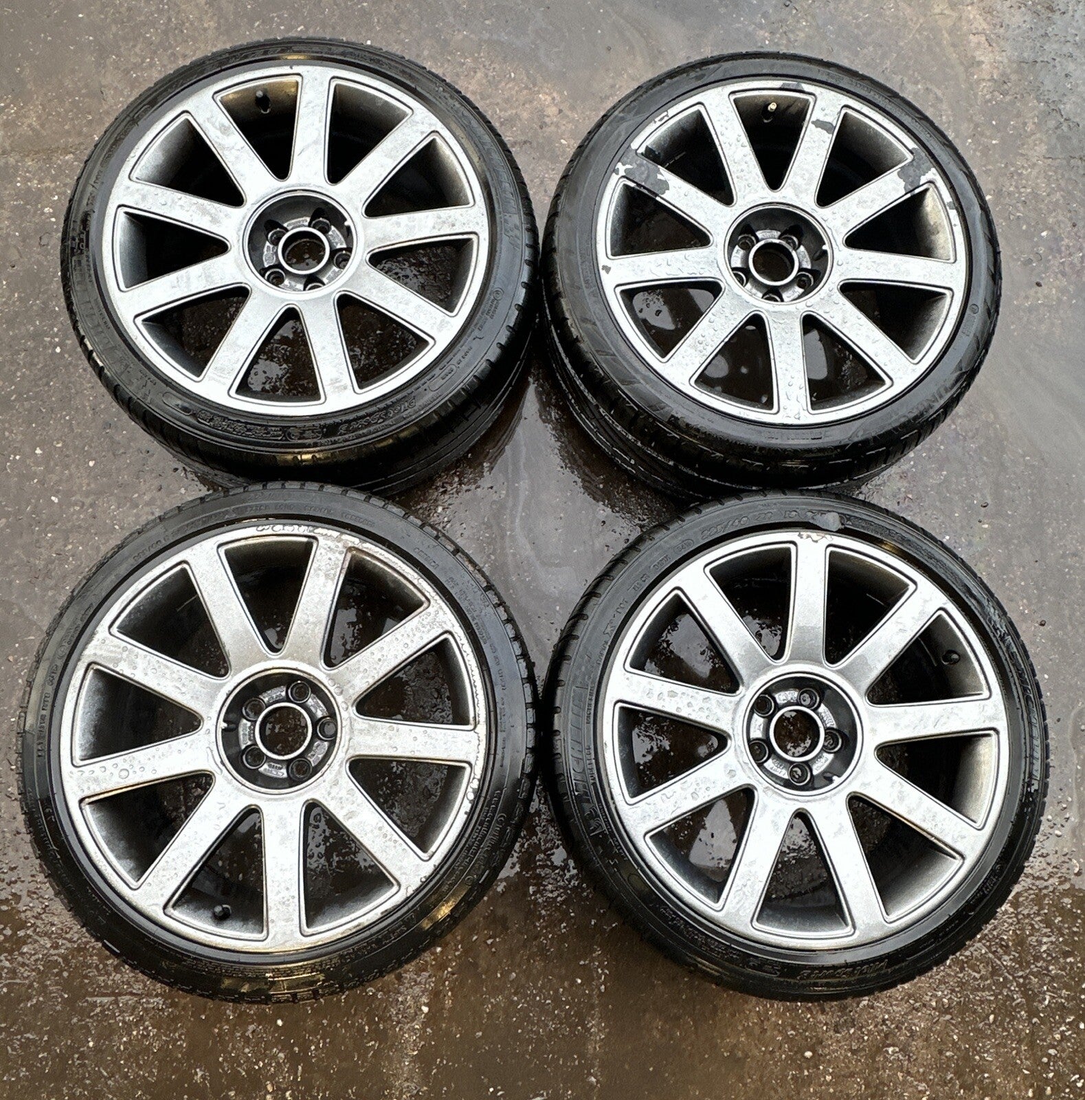 Audi TT Mk1 8N, 18x 8J RS4 9 Spoke Alloy Wheels & Tyres 5x100 Genuine