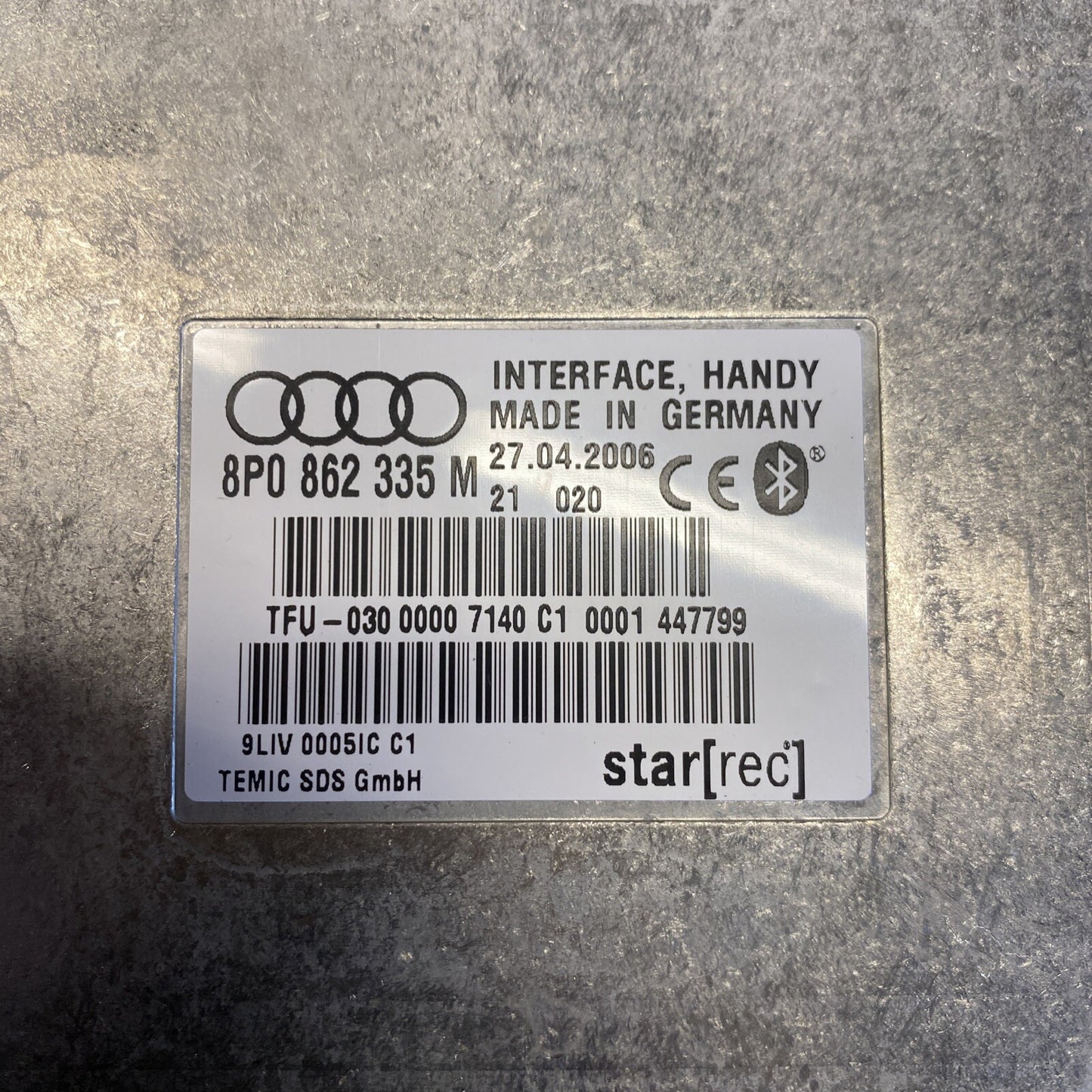 AUDI S4 A4 B7 2005 2.0TFSI BLUETOOTH INTERFACE MODULE 8P0862335M