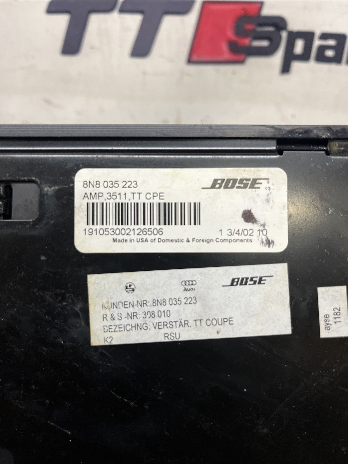 Audi TT 8N Mk1 Coupe Bose Stereo Radio Speaker Amplifier 8N8035223