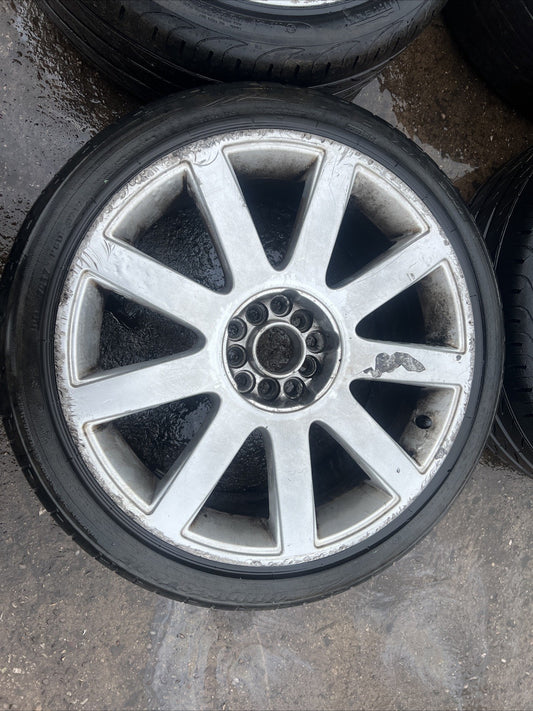 Audi TT Mk1 8N, 18x 8J RS4 9 Spoke Alloy Wheels & Tyres 5x100 Genuine