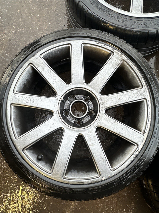 Audi TT Mk1 8N, 18x 8J RS4 9 Spoke Alloy Wheels & Tyres 5x100 Genuine