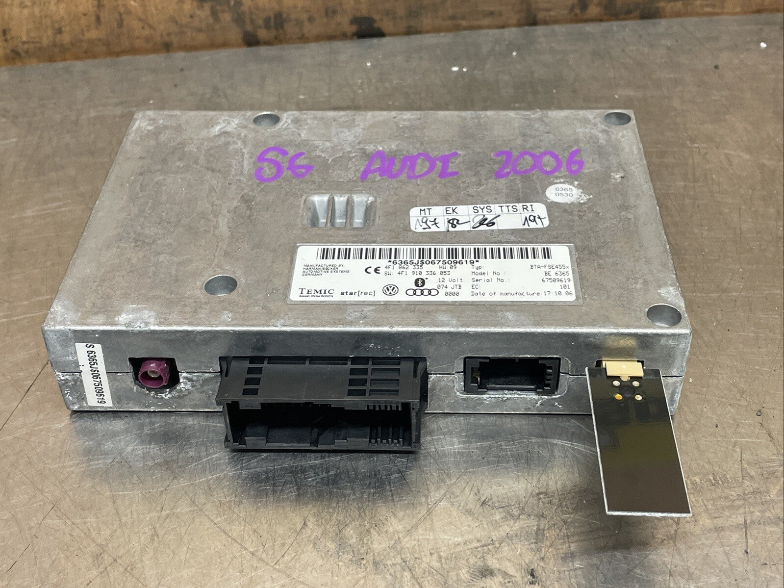 AUDI A6 C6 05-09 PHONE BLUETOOTH CONTROL MODULE ECU 4F1862335