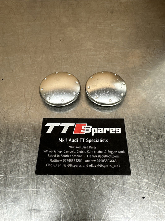 AUDI TT MK1 ALUMINIUM INTERIOR DOOR HANDLE TRIM COVER CAP PAIR Scuffed