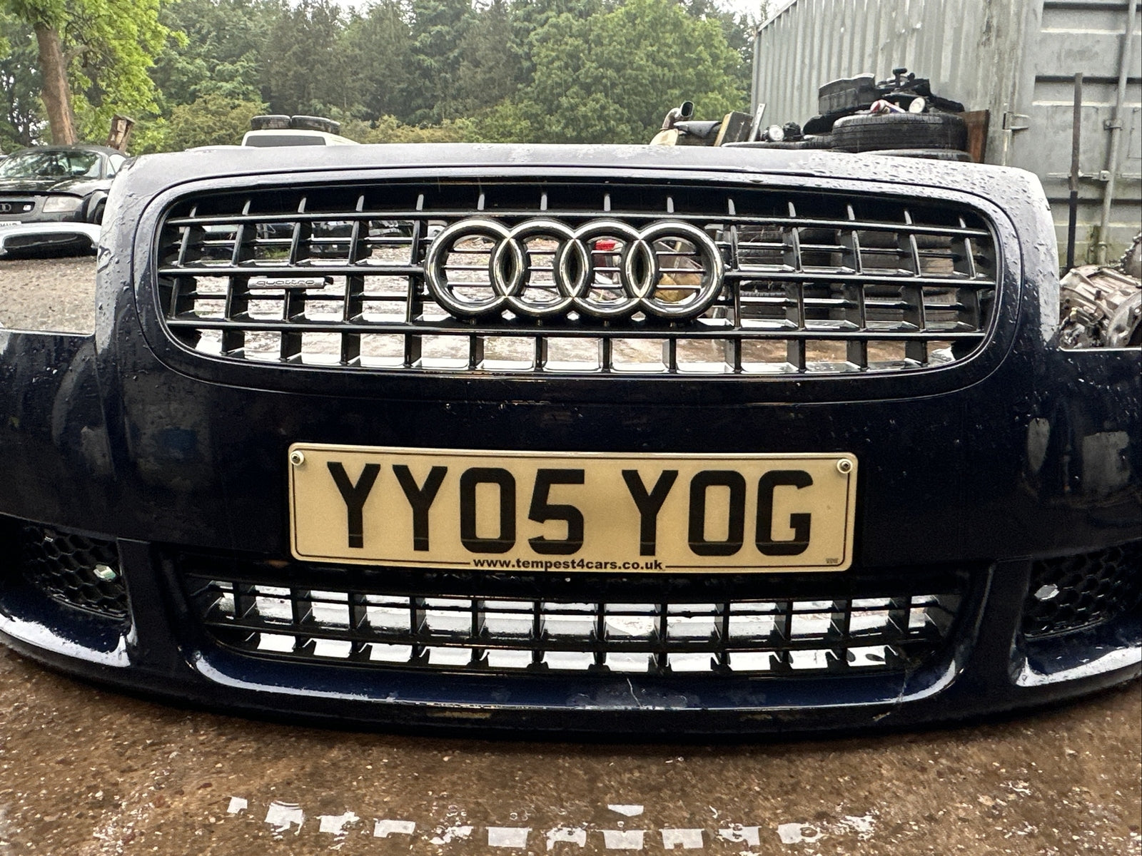 AUDI TT 8n mk1 3.2 V6 COMPLETE FRONT BUMPER + GRILLS WASHER JETS IN MORO BLUE
