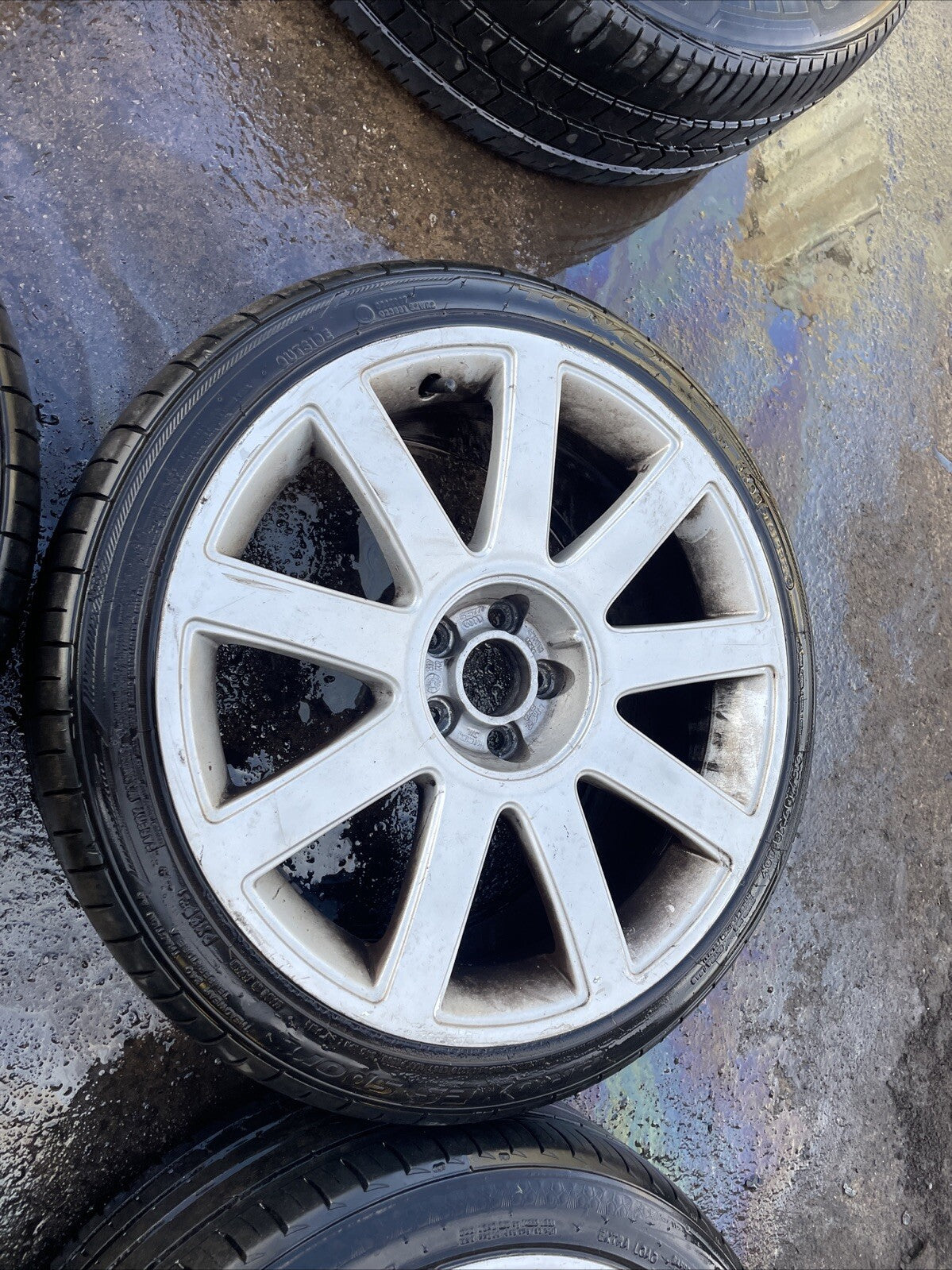 Audi TT Mk1 8N, 18x 8J RS4 9 Spoke Alloy Wheels & Tyres 5x100 Genuine