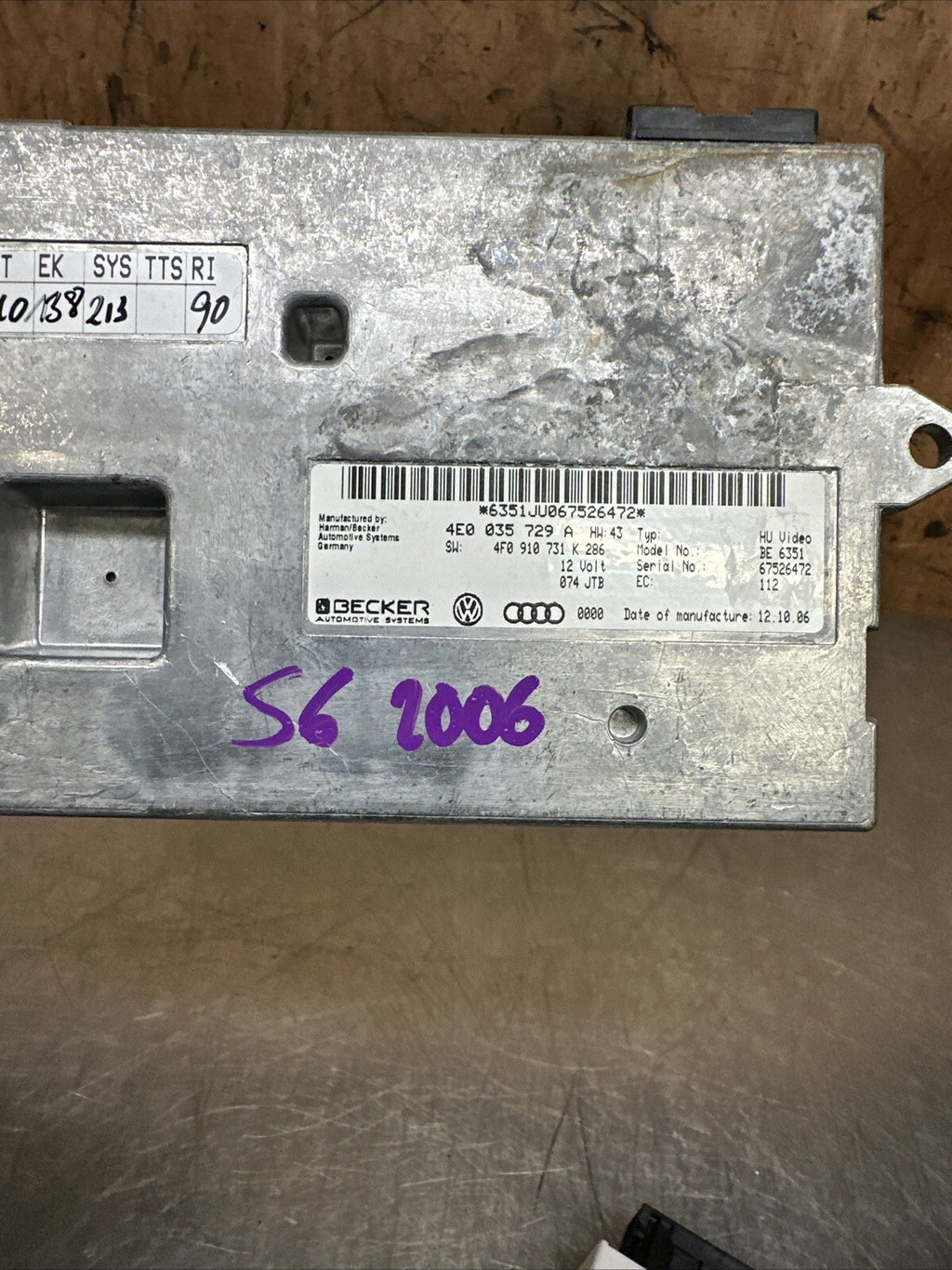 4E0035729A 2006 AUDI S6 MMI MULTIMEDIA MODULE 