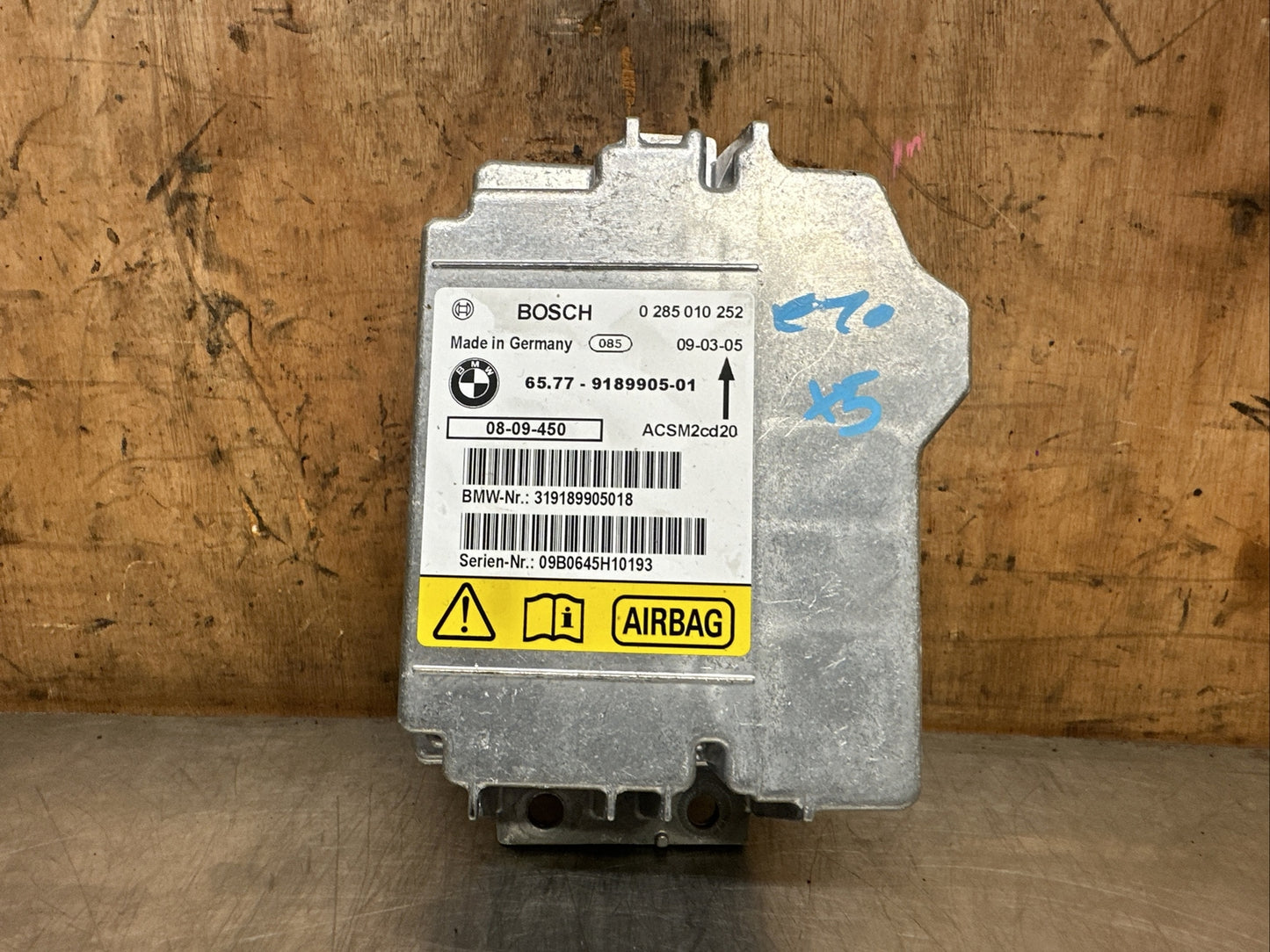 BMW X5 E70 X6 E71 Safety Control Unit Air Module Bag ECU Bosch 9189905