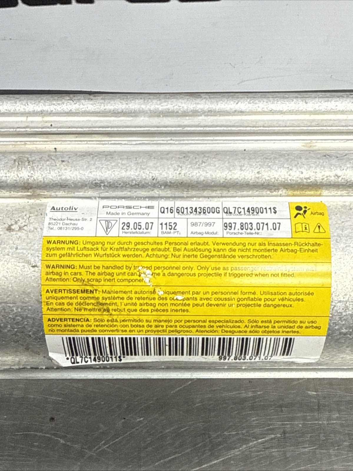 Porsche Boxster 987 2007 Other Interior Part 99780307107 IME25369