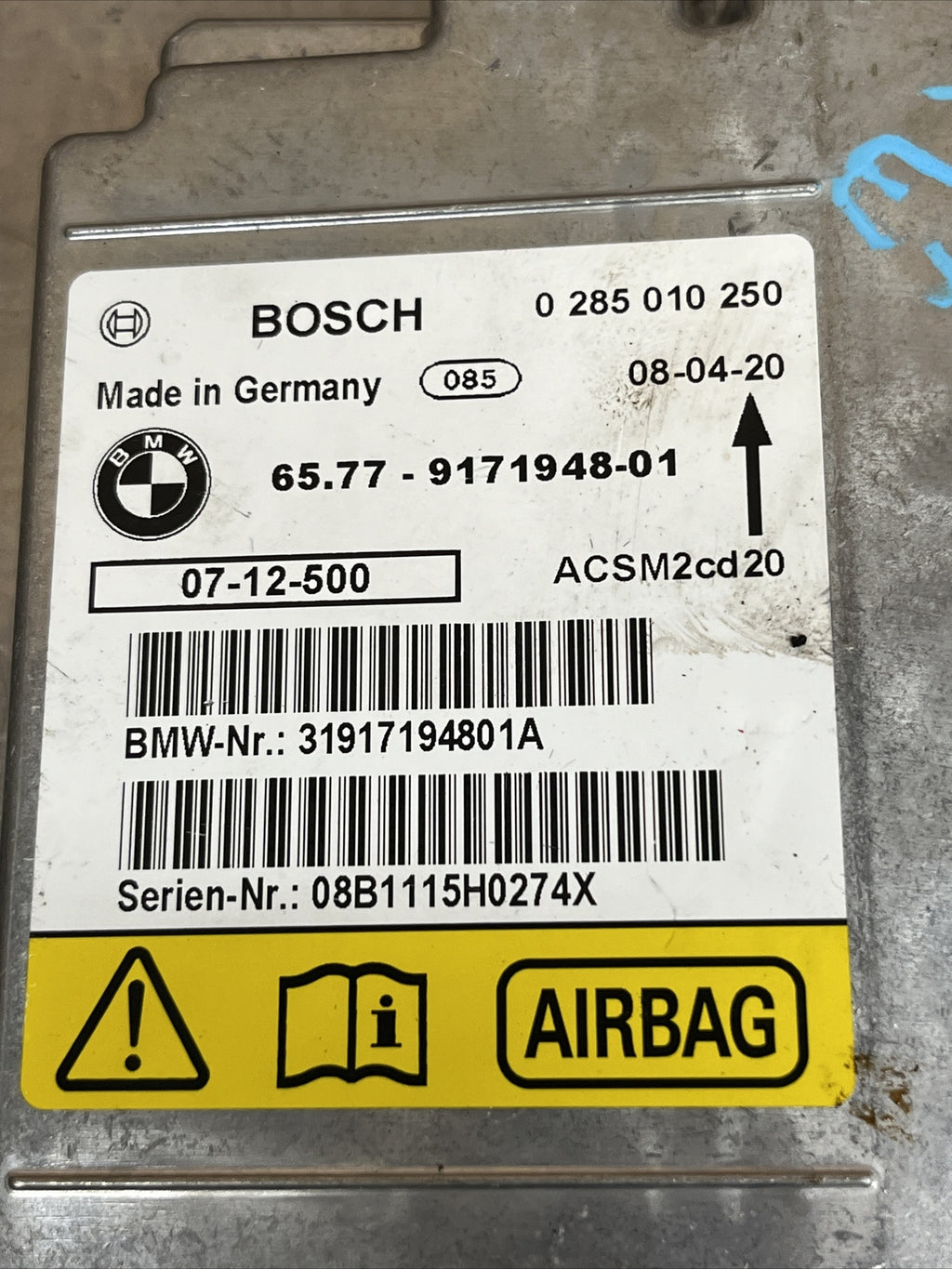BMW X5 AIBAG CONTROL MODULE ECU 9171948 MK2 E70 2007 - 2010 