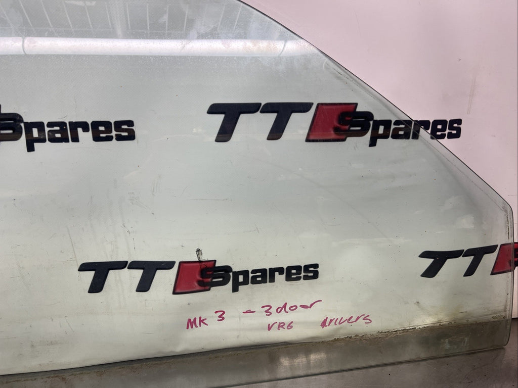 VW GOLF MK3 (1992   1999) 3 DOOR  FRONT RIGHT DRIVERS WINDOW GLASS 1H + P+P 