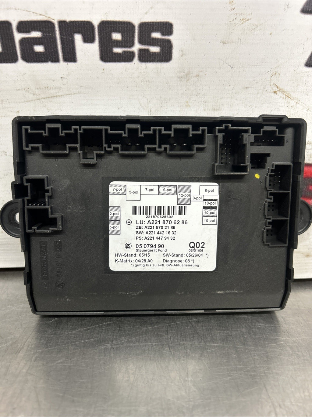 2006 Mercedes Benz S Class Left Rear Door Control Module A2218706286
