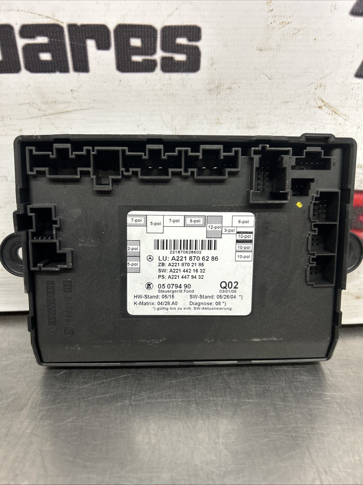 2006 Mercedes Benz S Class Left Rear Door Control Module A2218706286