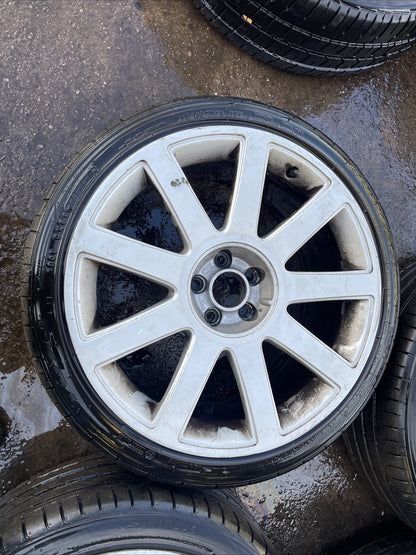 Audi TT Mk1 8N, 18x 8J RS4 9 Spoke Alloy Wheels & Tyres 5x100 Genuine