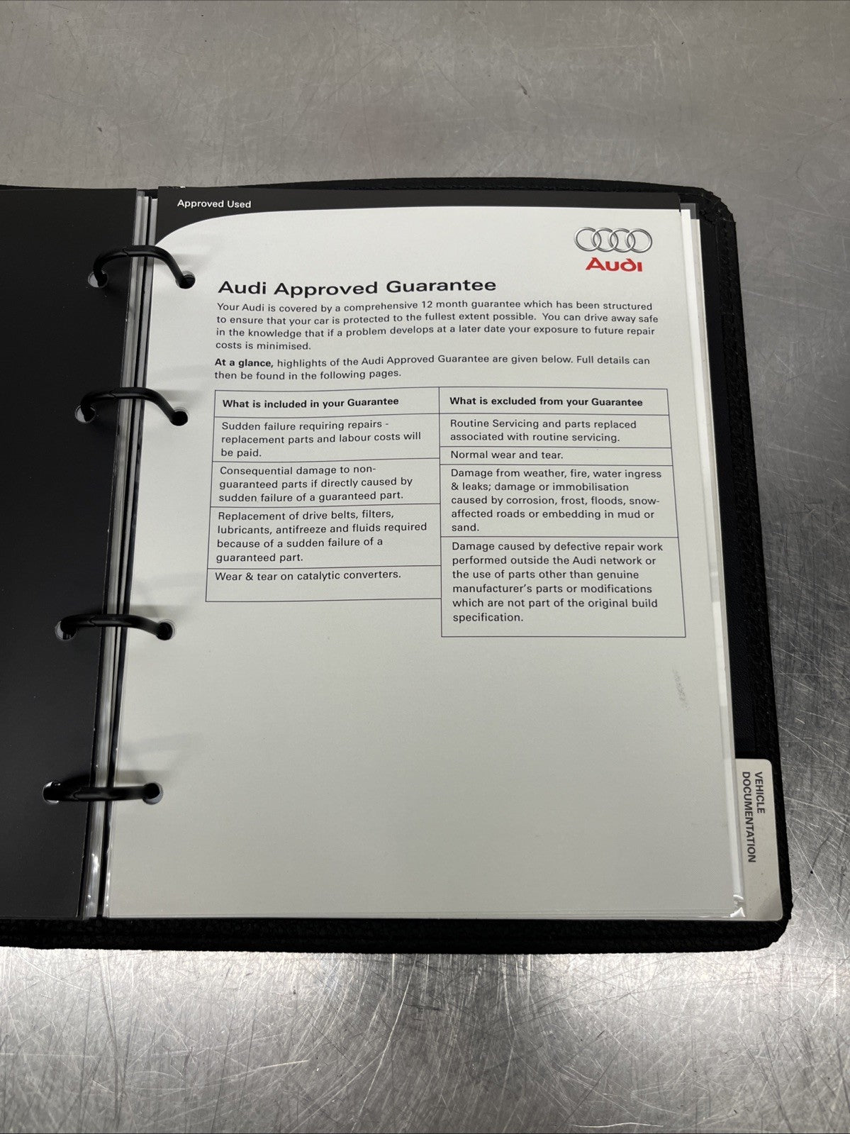 Audi TT A6 A4 Avant RHD Manuals parperwork files binder wallet 2000-2007