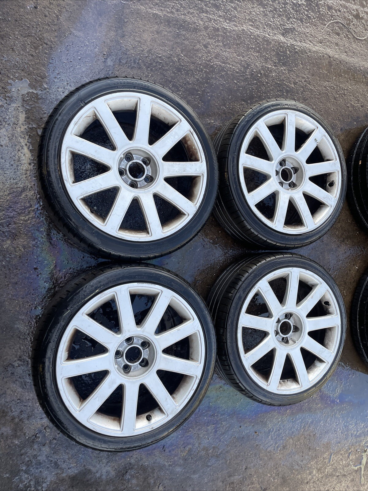 Audi TT Mk1 8N, 18x 8J RS4 9 Spoke Alloy Wheels & Tyres 5x100 Genuine