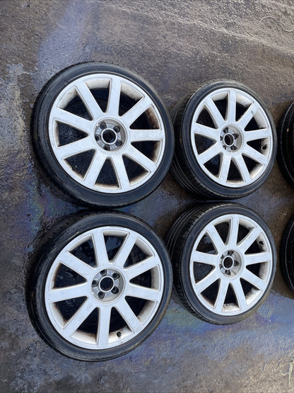 Audi TT Mk1 8N, 18x 8J RS4 9 Spoke Alloy Wheels & Tyres 5x100 Genuine