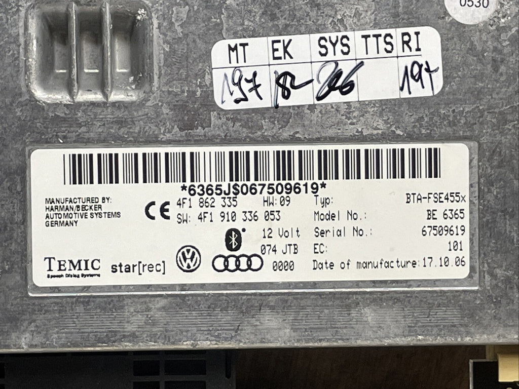 AUDI A6 C6 05-09 PHONE BLUETOOTH CONTROL MODULE ECU 4F1862335