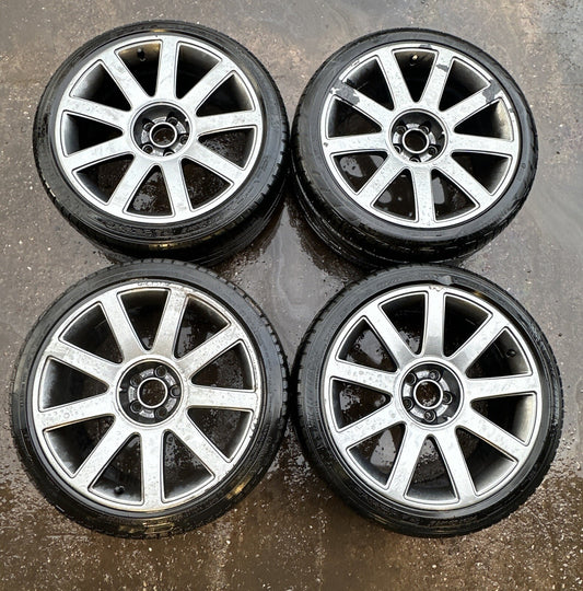 Audi TT Mk1 8N, 18x 8J RS4 9 Spoke Alloy Wheels & Tyres 5x100 Genuine