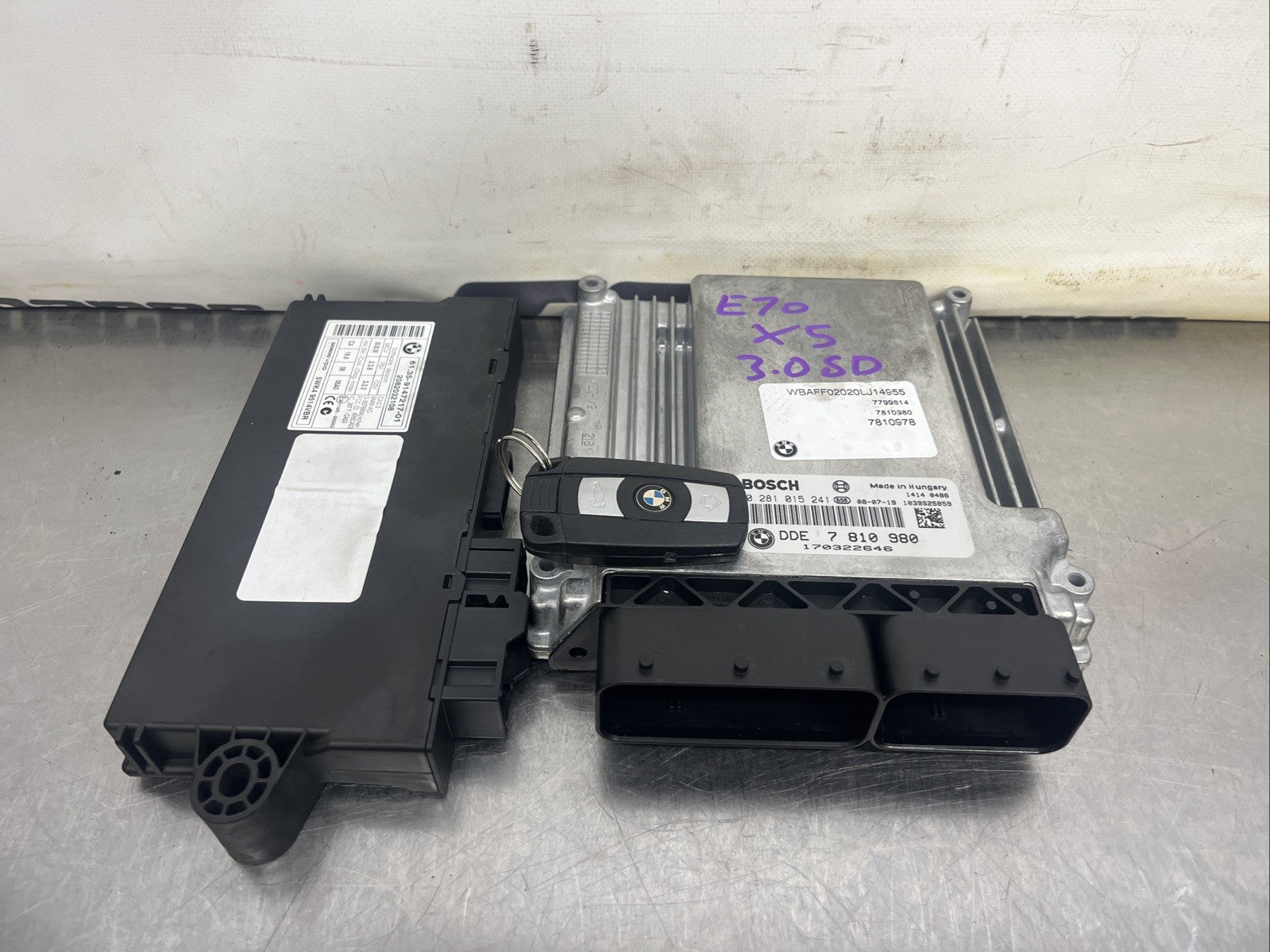 BMW E60 E90 X5 E70 3.0sd 335d 535d M57N2 Engine ECU KIT DDE 7810980 CAS3 + Key