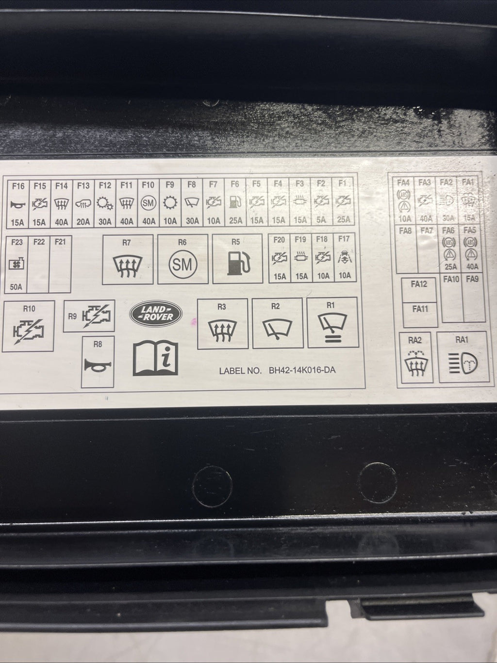 2011 RANGE ROVER L322 FUSE BOX COVER AH42-00082-BA BH42-14K016-DA