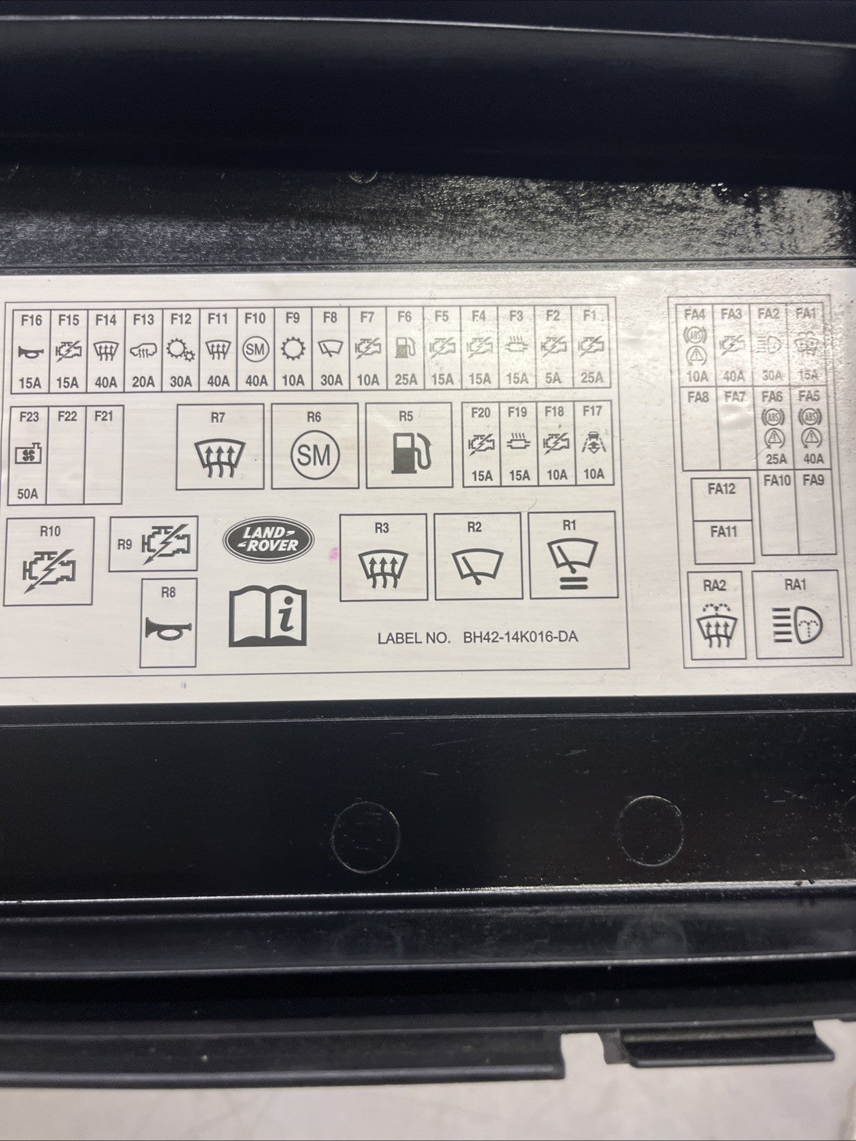 2011 RANGE ROVER L322 FUSE BOX COVER AH42-00082-BA BH42-14K016-DA