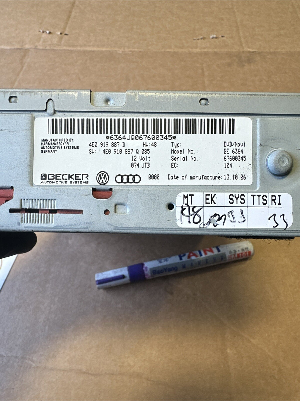 4E0919887D 4E0910887Q 2005 AUDI S6 C6 DVD NAVIGATION DRIVE 