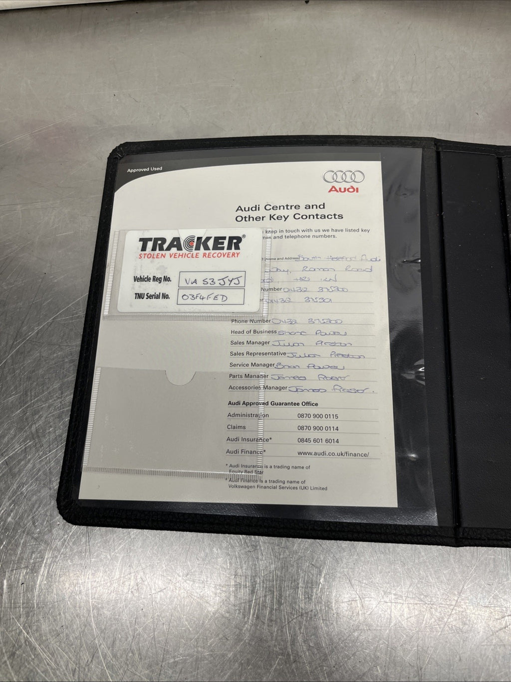Audi TT A6 A4 Avant RHD Manuals parperwork files binder wallet 2000-2007