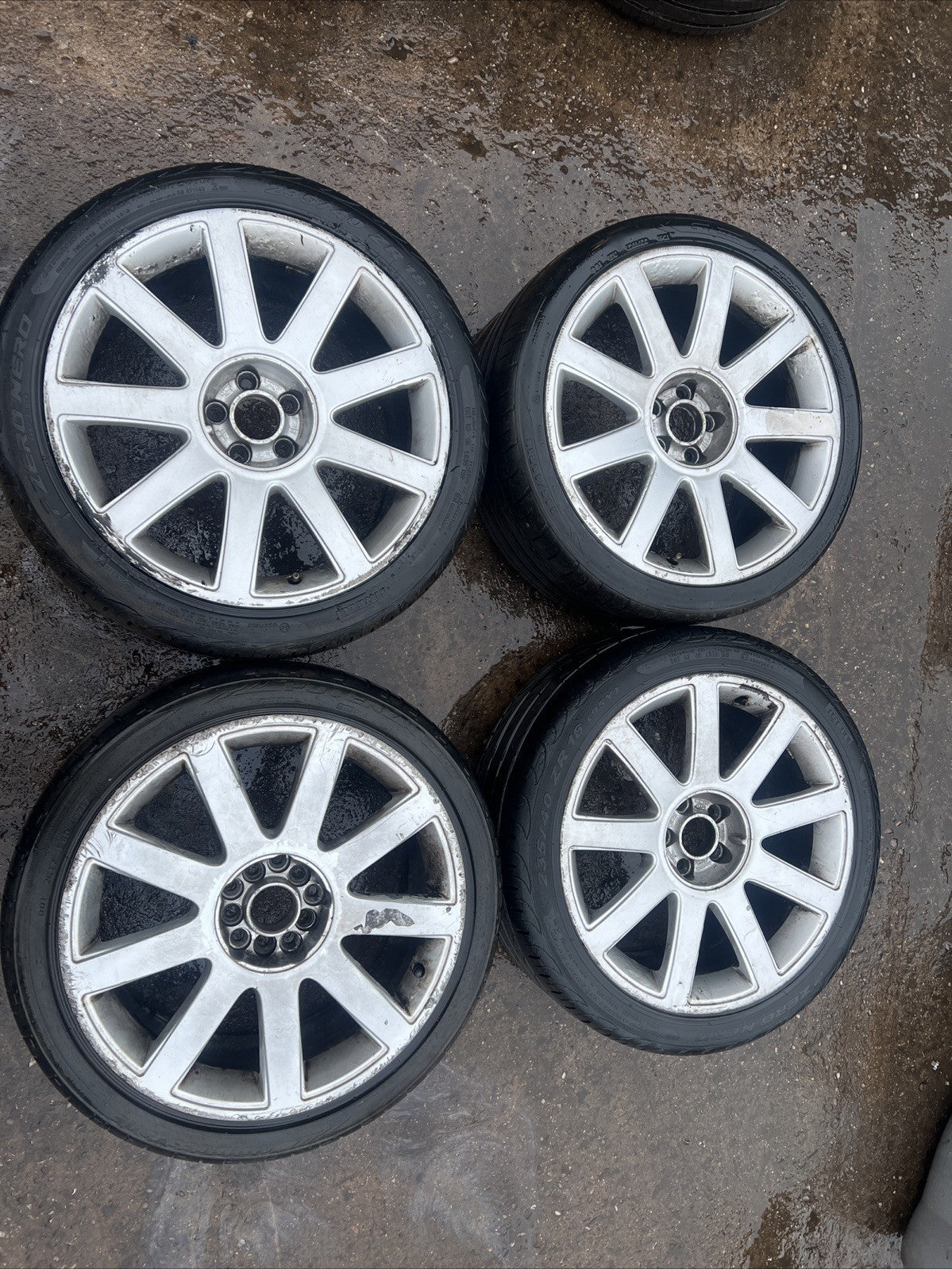 Audi TT Mk1 8N, 18x 8J RS4 9 Spoke Alloy Wheels & Tyres 5x100 Genuine