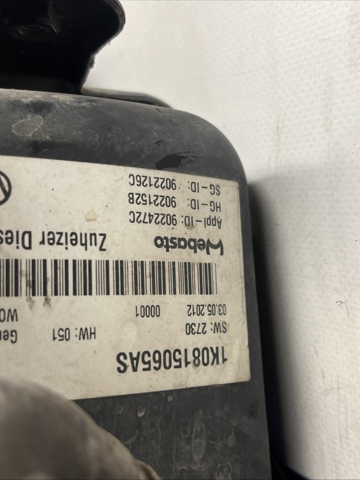 Volkswagen Touran I2013 Diesel auxiliary heater 1K0815065AS RIM17332