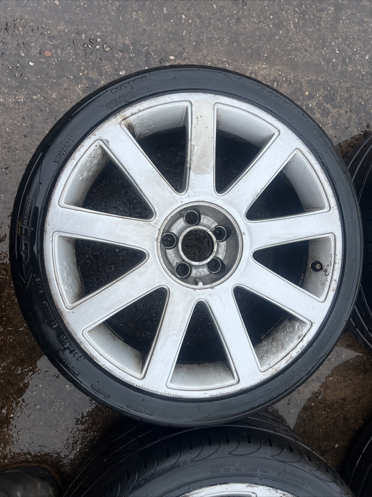 Audi TT Mk1 8N, 18x 8J RS4 9 Spoke Alloy Wheels & Tyres 5x100 Genuine