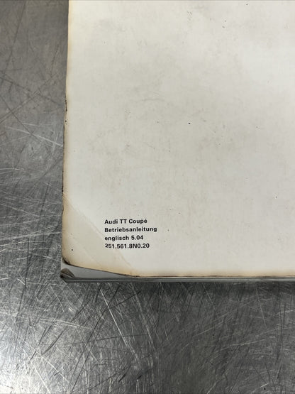 Genuine Audi TT Mk1 Owners Manual*Handbook*150*180*190*225bhp*Inc 3.2 V6*98-06*